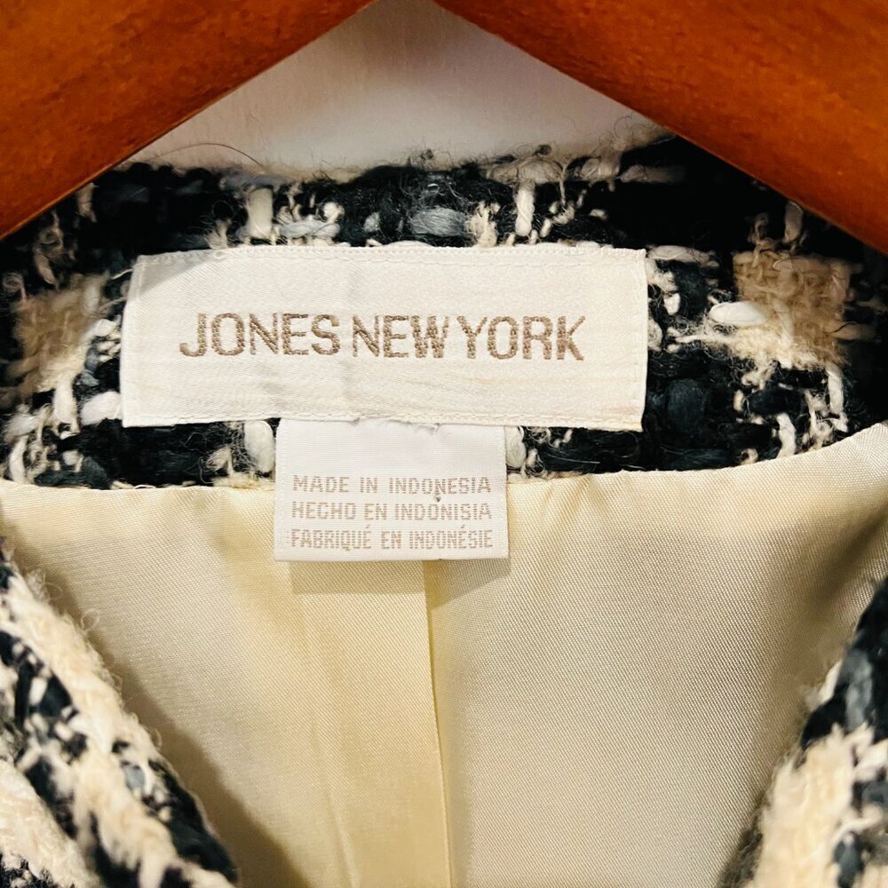 Vintage Jones New York La Petite Veste Noire Tweed Short Blazer Jacket Size 8 - Picture 5 of 16
